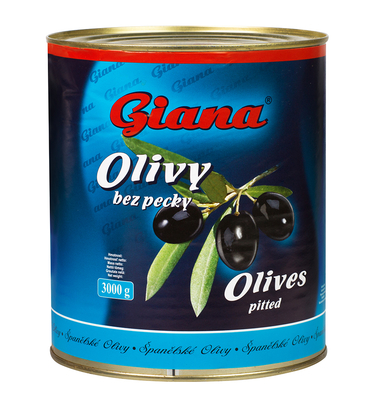 Španielske čierne olivy bez kôstky v slanom náleve 3000g